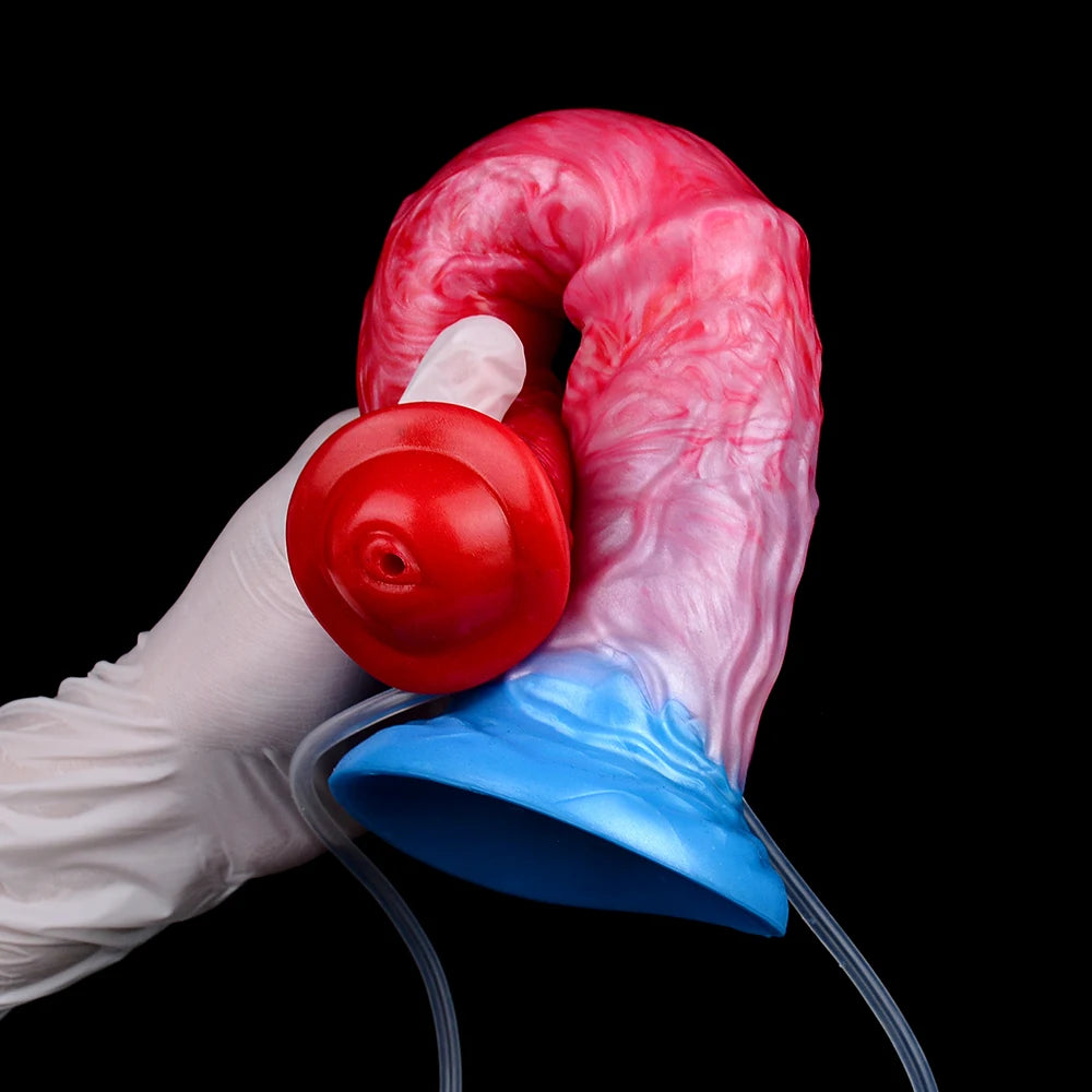 ASHBURN™ Squirting + Inflatable Knot Fantasy Plug – Mixed Silicone Power Toy
