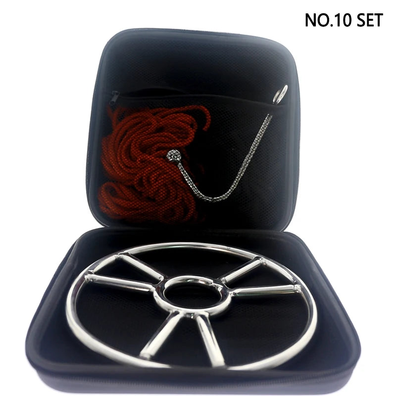 Stainless Steel Japanese Shibari Ring Set with Rope Anla Hook Suspension Bondage Gear Accessories Chastity Device BDSM Game 10