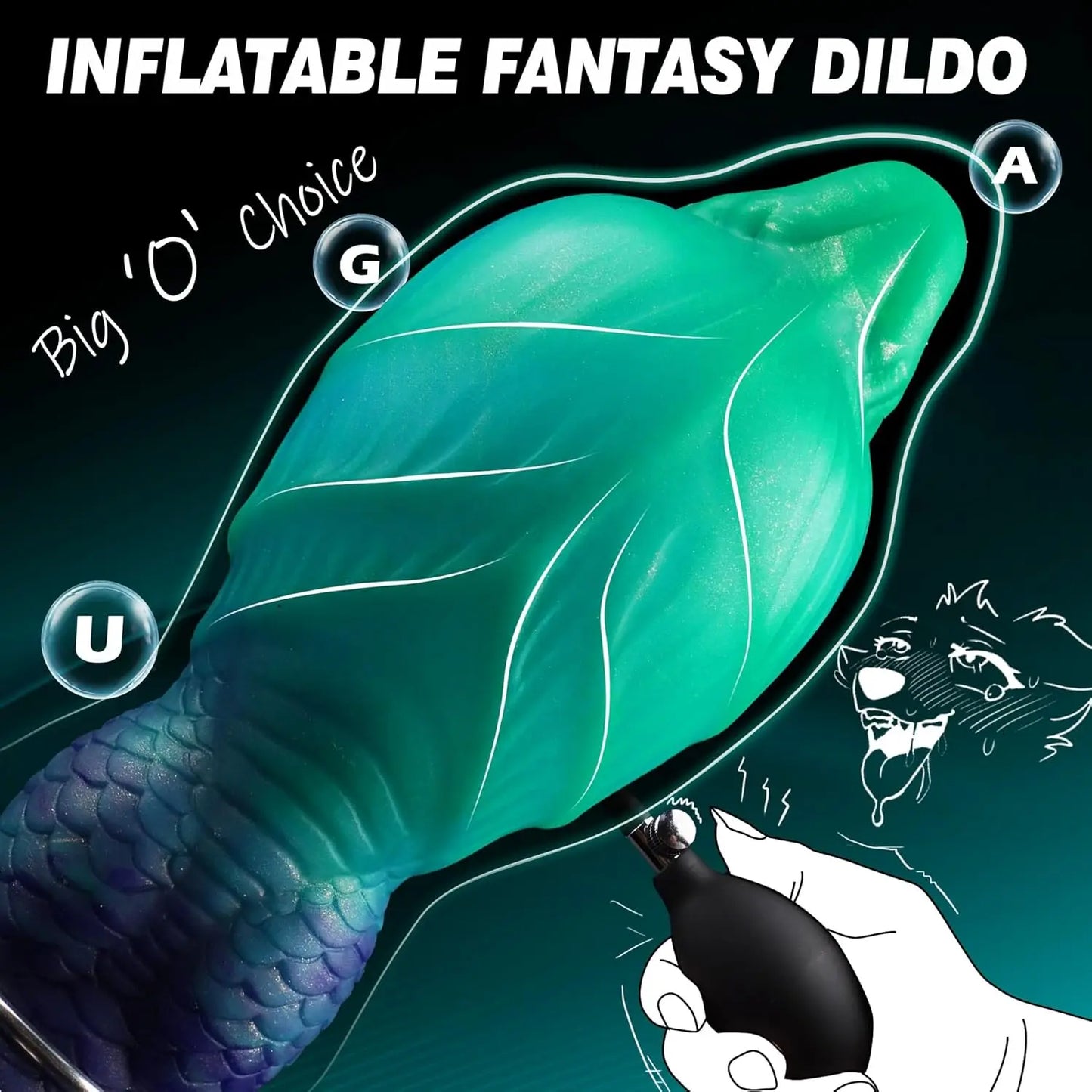 Big Fantasy Monster alien Inflatable Dildo with Suction Cup Large Realistic Silicone Inflating Dildo Sex Toy for Female Women