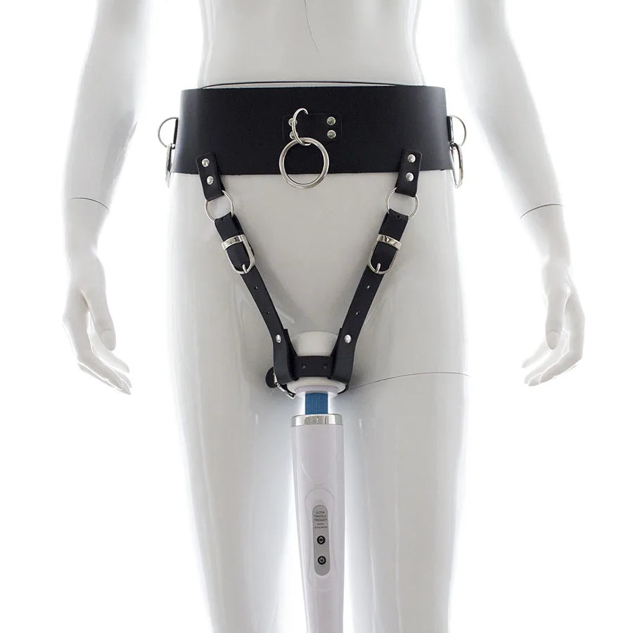 BDSM Forced Orgasm SM Bondage,Chastity Harness,Strap On Vibrating Panties,Magic Wand Vibrator Holder,Sex Toys For Women
