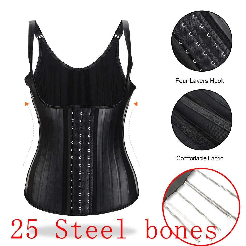 Latex Waist Trainer 25 Steel Bone Women Binders And Shapers Corset Modeling Strap Body Shaper Colombian Girdles Slimming Belt