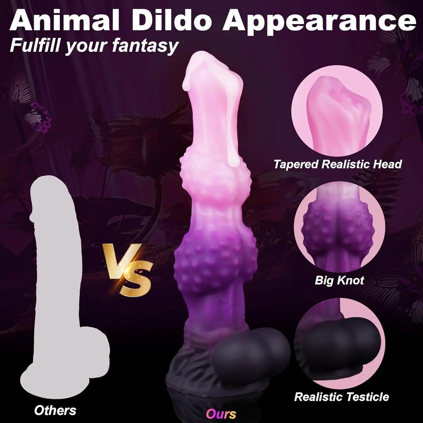 Monster Cock Dildo Huge Fantasy alien Animal Dog Wolf Dildo with 2 Knots Silicone Anal Plug with Suction Cup for G-spot