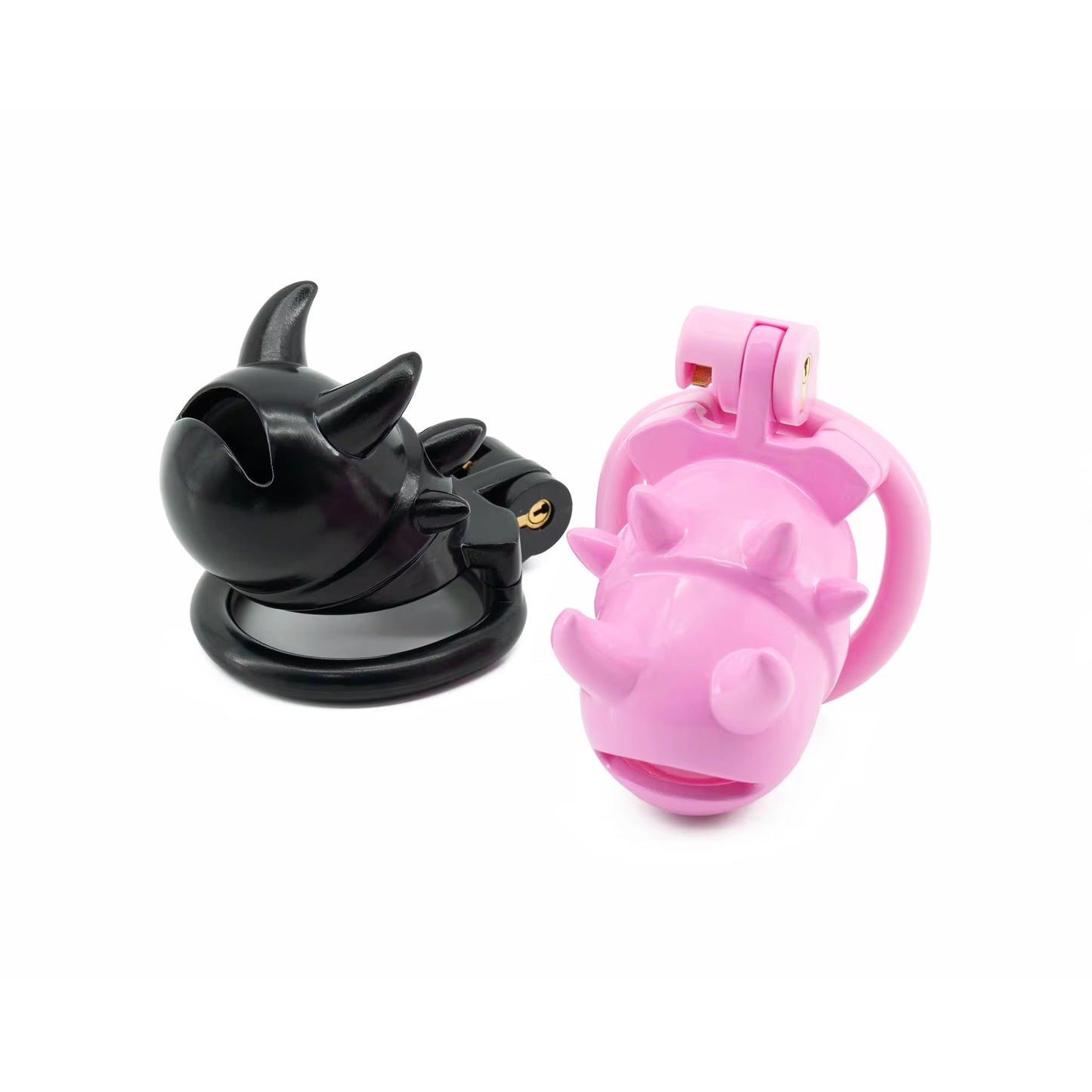 New pink/black plastic devil 😈 male chastity device bondage cage
