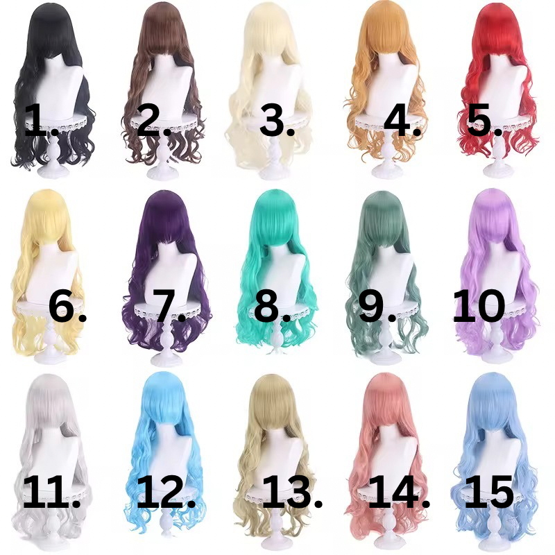 Long Wavy Curly Hair Wig with Bangs 31"/80cm Green Natural Synthetic Heat Resistant Fiber Hair Wig Colorful Halloween Costume Party Cosplay Wigs with Bangs for Women wig
