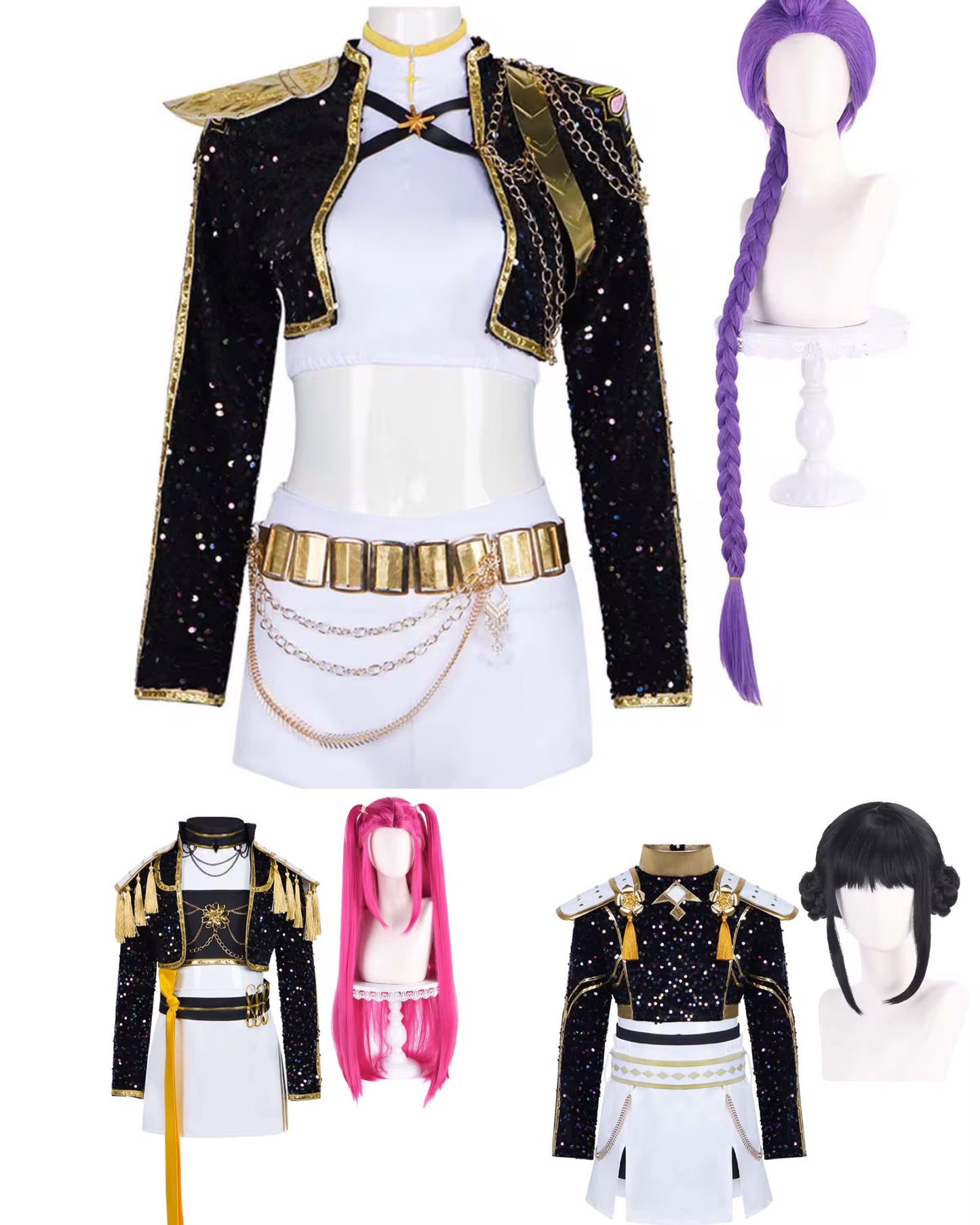 Full Kpop female characters costume with wig for adult woman
