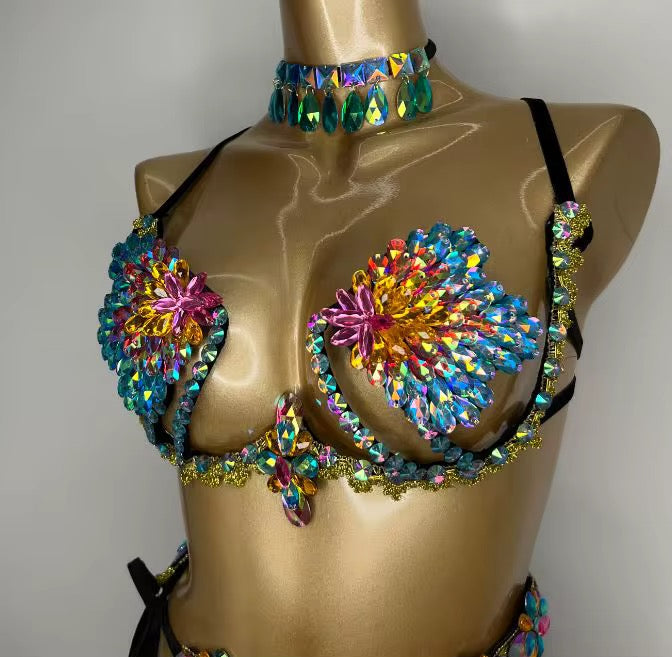 Wired bra+mini skirt+bottom
