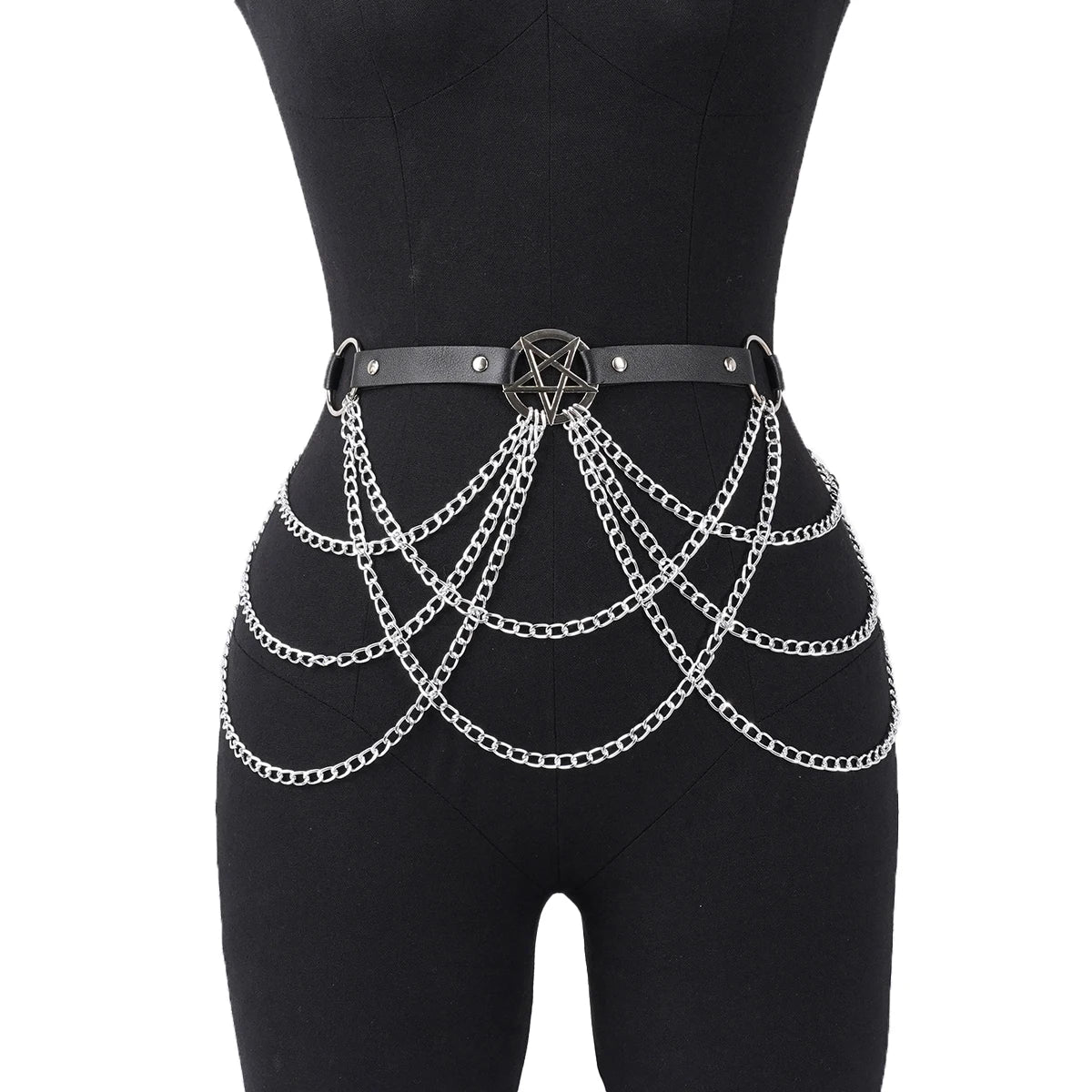 Women Fashion Belts Punk Street Style Leg Chain Pu Leather Gothic Body Chain Harness multi-storey Waist Belt Clothing Accessorie