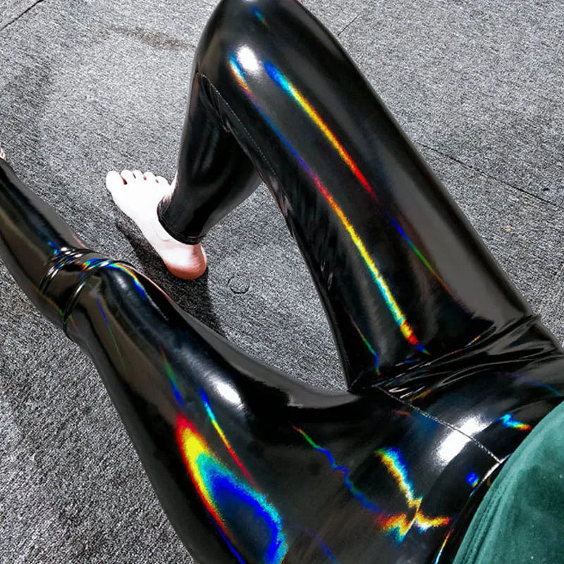 Dazzing Colors Pu Leather latex Pants Women Big Size Bright Slim Leggings High Waist Hip Lift Tights Fashion Skinny Stretchy Pu Pants