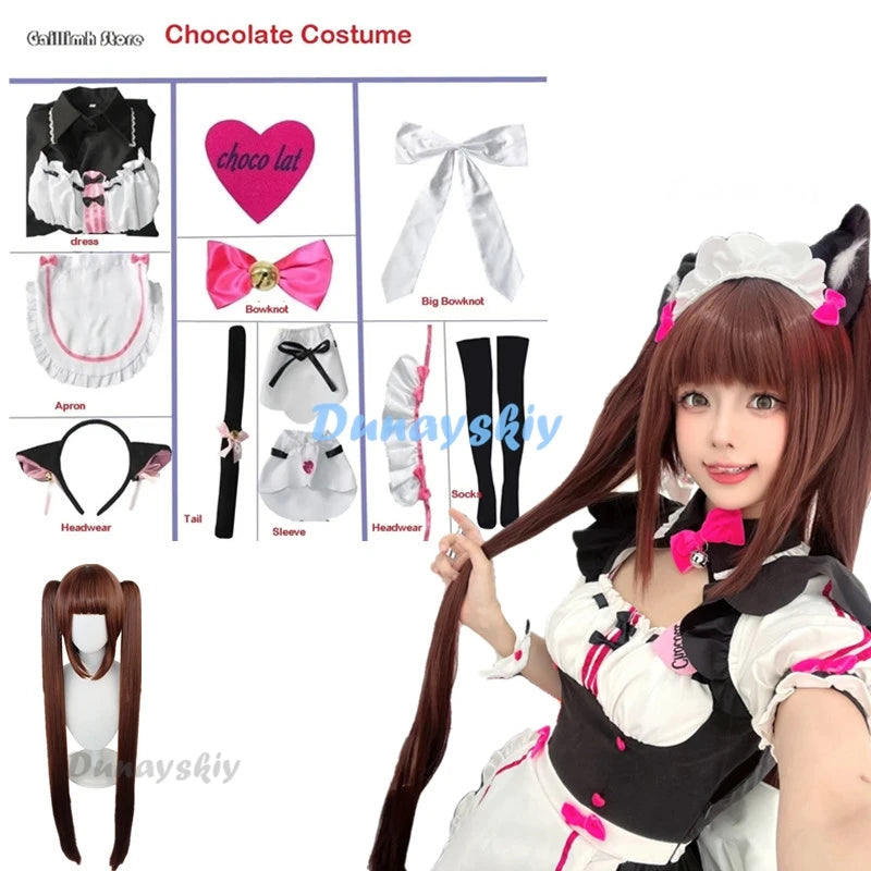 Vanilla Cosplay Costume In Stock Maid Dress Maid Outfit NEKOPARA Chocola Vanilla OVA Maid Game Uniform Cat Neko Girl Women