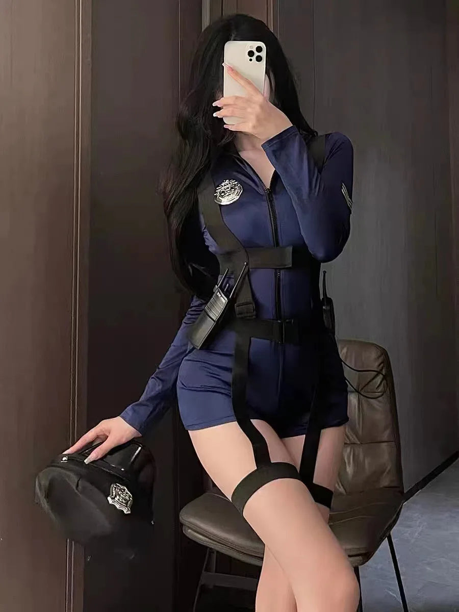 Tempting Blue Police Uniforms Game Uniforms Role-playing Clothes New Lingerie European and American Police Uniforms