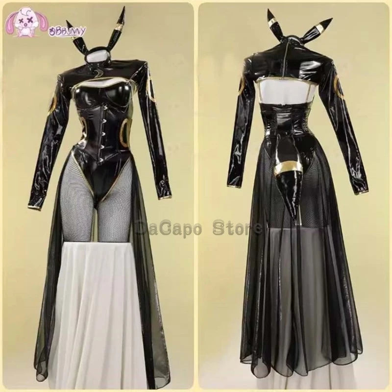 Anime Umbreon Bunny Cosplay Costume Women Kawaii Sexy Leather Bodysuit Socks Hairband Suit Little bee Jumpsuit Halloween Clothes