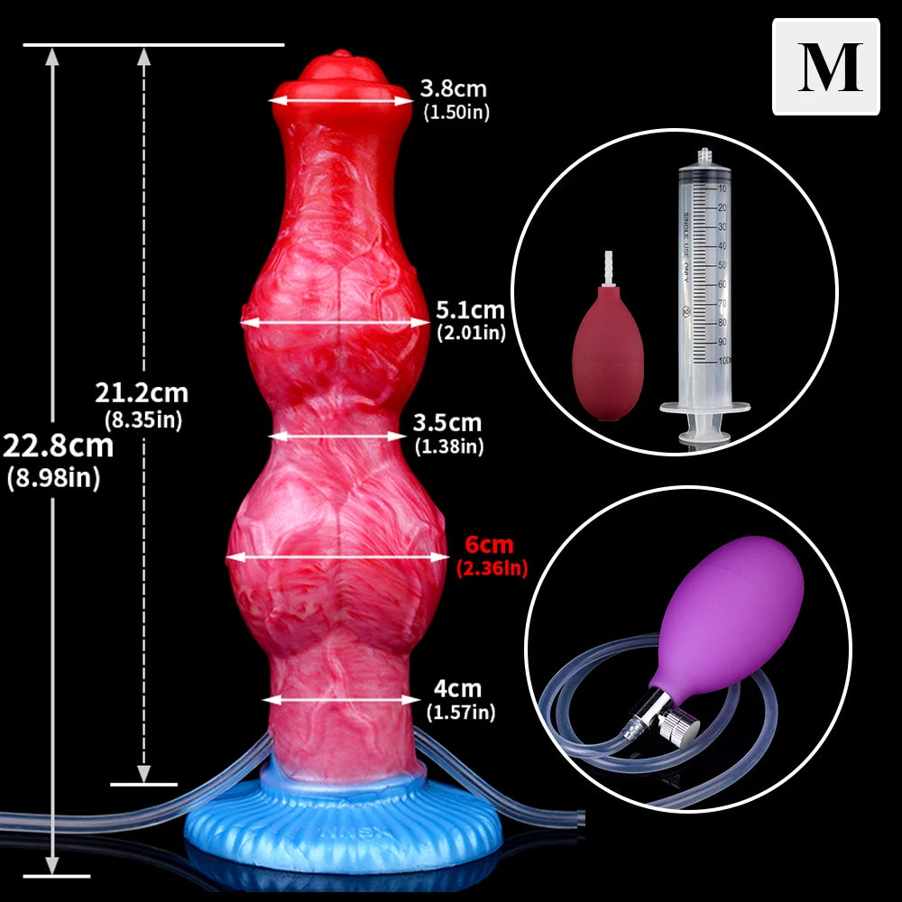 ASHBURN Knot Inflatable Ejaculation Dildo LARGE