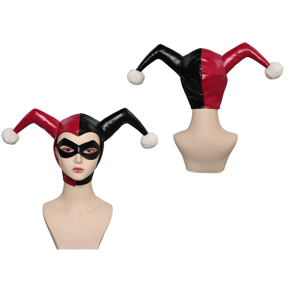 Quinzel Cosplay Costume Adult Women Jumpsuit Swimsuit Dress Clown Hat Eyemask Outfits Halloween Carnival Disguise Party Suit