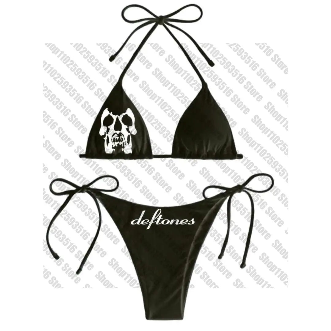 Sexy Women skeleton Y2k Graphic Swimwear Bikini Set Bra Tie Side G-String Thong Beach e Suit Swimsuit Bathing Suit Swimming Suit