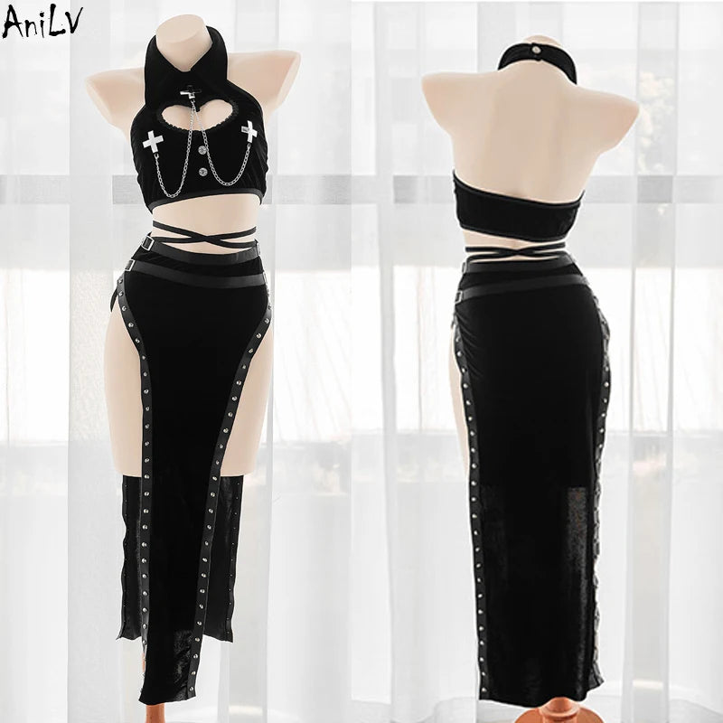 AniLV New Nun Series Uniform Halloween Cosplay Women Medieval Convent Sister Dress Outfit Set Costumes