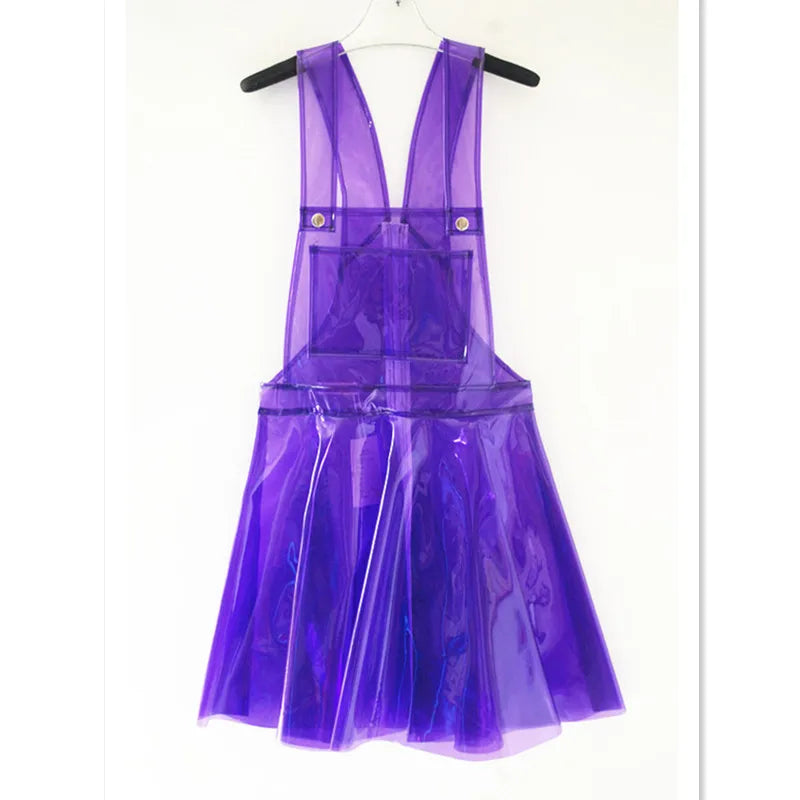 Sexy PVC Holographic Dress Women\x27s Vestido Summer Lady Clear Vinly Plastic Clothes Party Gothic Red Green Blue And Orange