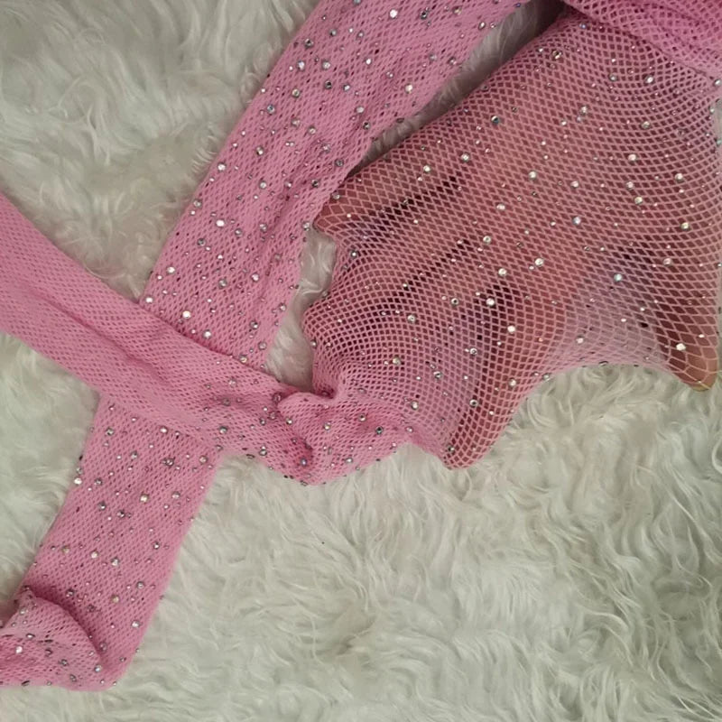 Fishnet Diamond Pantyhose Women Fashion Shiny Net Tights Female Slim Rhinestone Mesh Nylon Stockings Tights