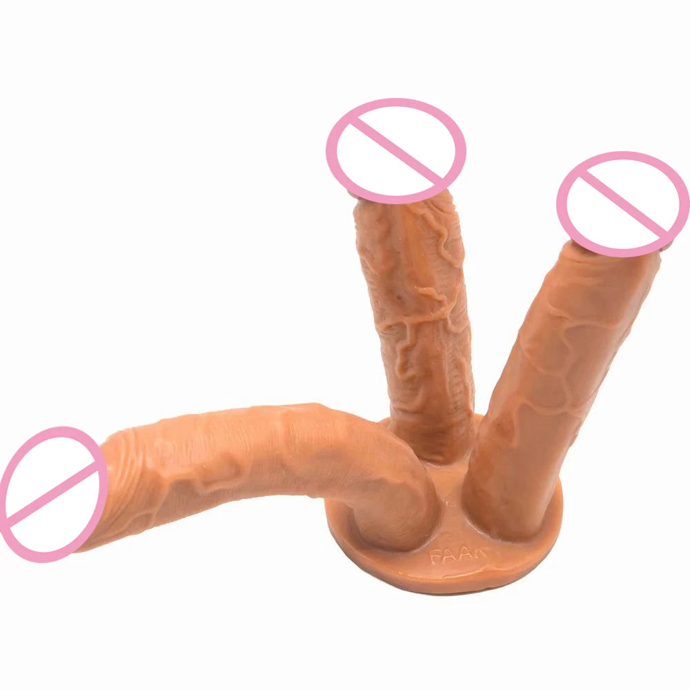 ASHBURN Three-headed FROCKING Penis Flesh Color Thick Dildo Anal Plug Vagina Stimulate Anus Massage Lesbian Flirt Adult Toys for Women Men