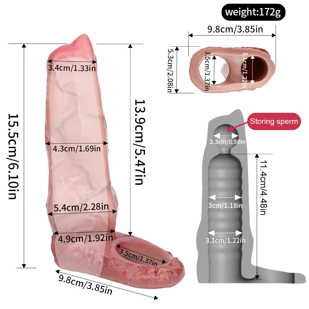 ASHBURN Fantasy STALLION Penis Sleeve closed Head Silicone BEAST Knot Hollow Dildo Cock Extender Enlargement Sex Toys For Men Masturbate