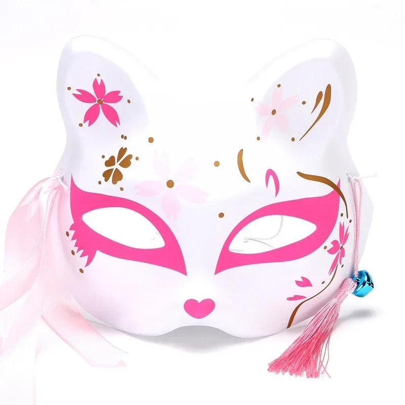 Fox Mask Japanese Cosplay Mask Half Face PVC Kabuki Kitsune Masks Masquerade Anime Cosplay Cat Mask Rave Festivals Party Props