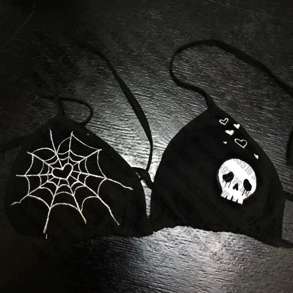 Sexy Women skeleton Y2k Graphic Swimwear Bikini Set Bra Tie Side G-String Thong Beach e Suit Swimsuit Bathing Suit Swimming Suit