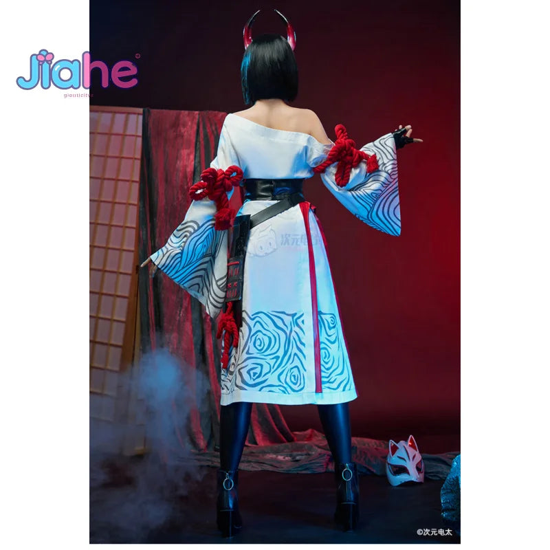 Fortnit e The Night Rose Hundred levels Cosplay Costume Halloween Sexy Kimono Dress Leather Pants Coat Waist Cover Gloves Set