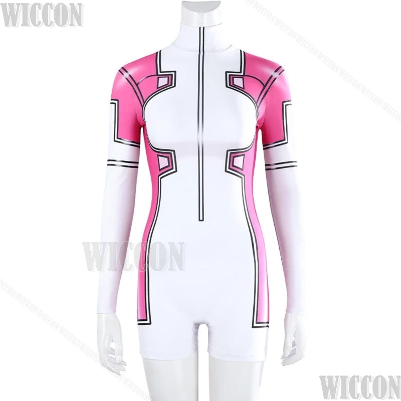 Gwen Poole Pool Anime Game Forttnnitte Pink Ghost Cosplay Costume Pink Jumpsuit Shoes Women Girl Holloween Roleplay Customized