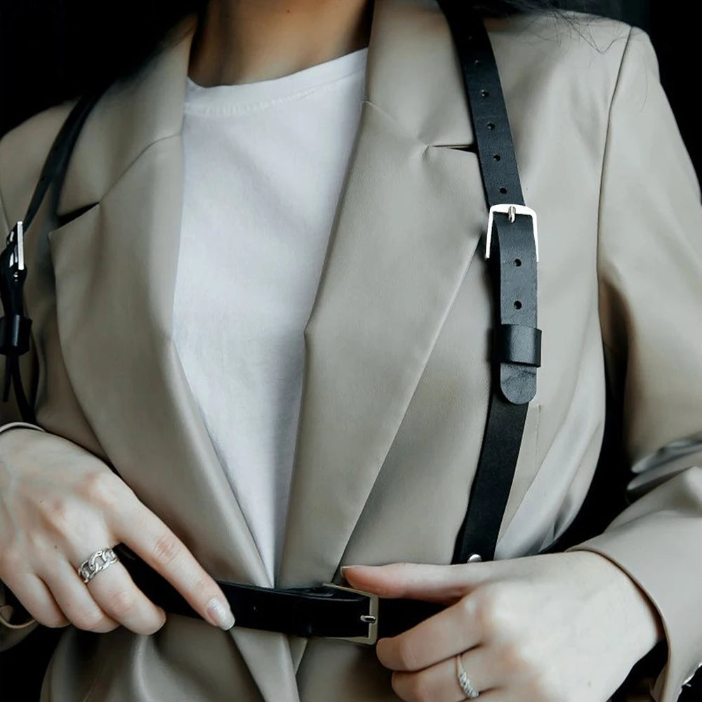 Harness for Women Sexy Harness Garter Pu Leather Studded Decor Harness Fetish Lingerie Sexy Belt Bondage Lingerie