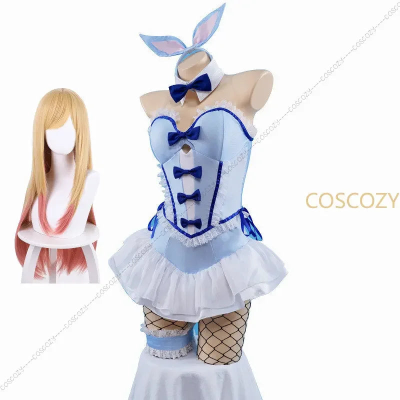 Coscozy Store My Dress-Up Darling Kitagawa Marin Cosplay Blue Bunny Marin Kitagawa Wig Bunny Ear Cosplay Costume Con Outfit