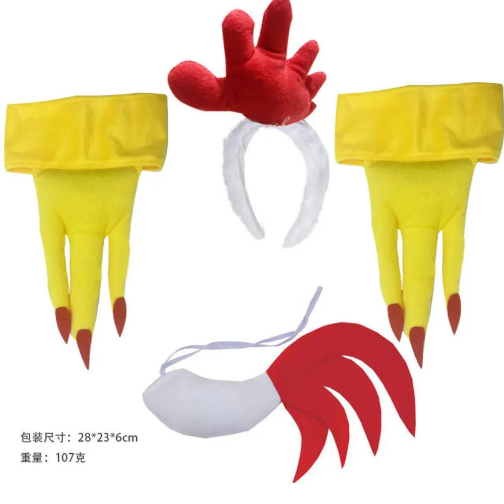Chicken Costume Set Chicken Headband Tail Nose Gloves Tutu Skirt Socks for Women Halloween Rooster Dress up Thanksgiving Outfit