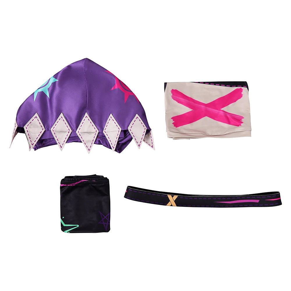 Game LOL Arcane Jinx Swimsuits Swimwear Cosplay Costume Women Summer Sexy Bikini Tops Shorts With Cloak Halloween Party Suits