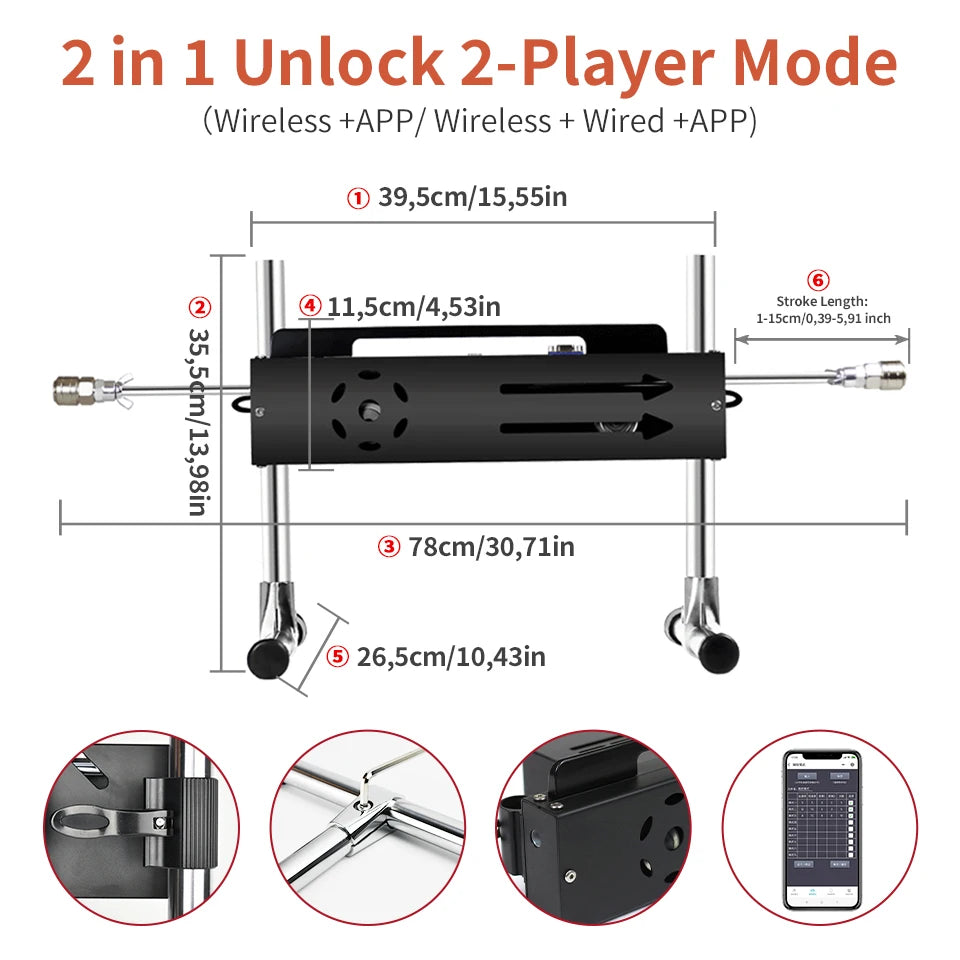 NEW Wireless APP Sex Machine with Amazing Features,Powerful,All Angle Adjustable,No Moveback Machine,200W motor, stroke 15cm