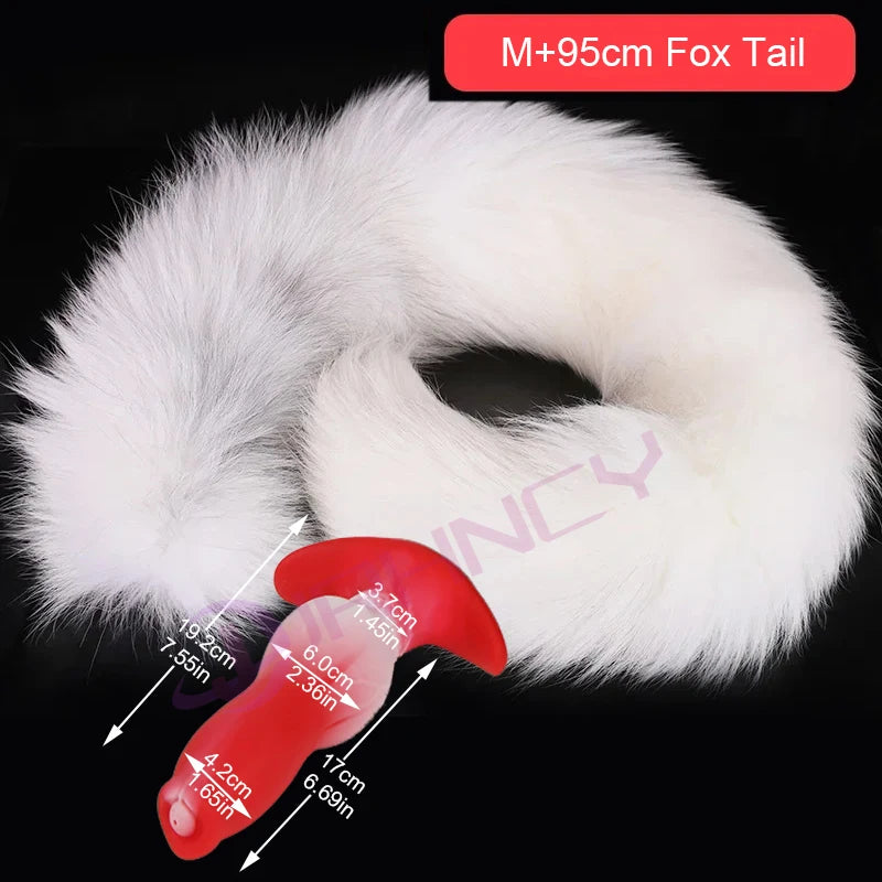 Dog Anal Plug with Tail BDSM Adult Sex Game Cosplay 18+ Anal Dildos for Women Men Silicone Soft Butt Plug Gay Sex Toys for Party