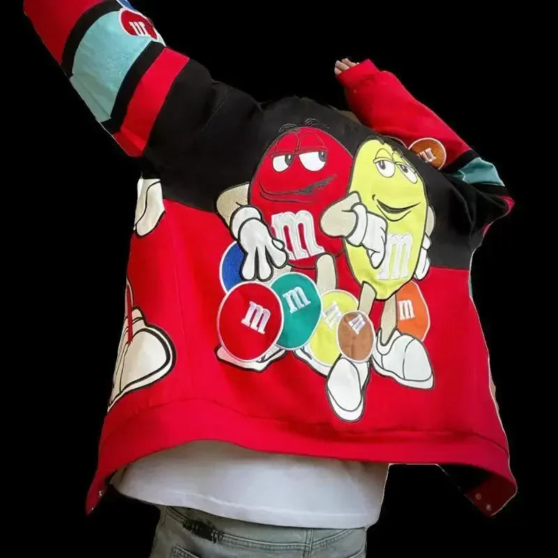 Cartoon Jacket Women Embroidery Oversized Varsity Jacket Men Spring Autumn Baseball Bomber Coat Outwears Women Clothing Youthes
