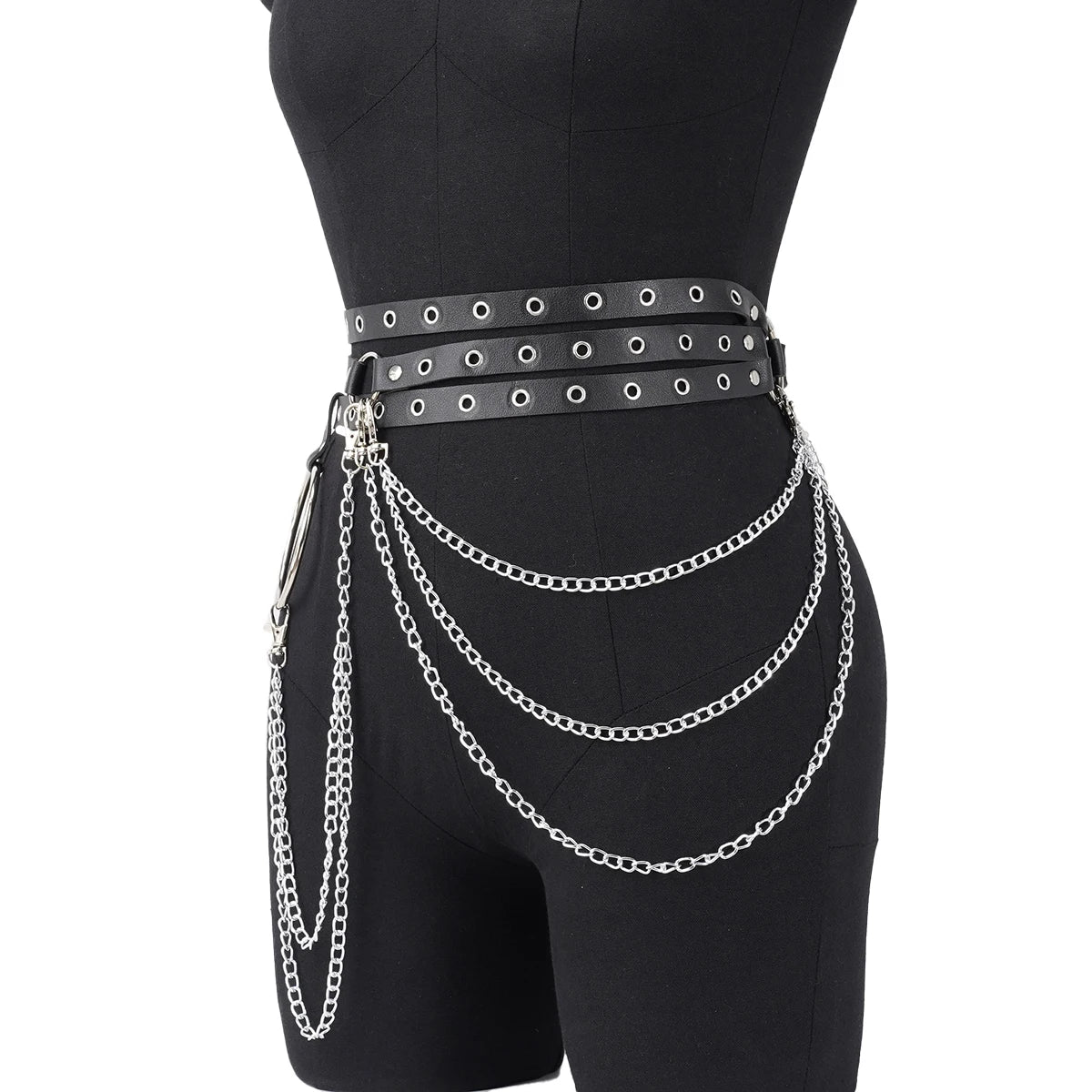 Women Fashion Belts Punk Street Style Leg Chain Pu Leather Gothic Body Chain Harness multi-storey Waist Belt Clothing Accessorie