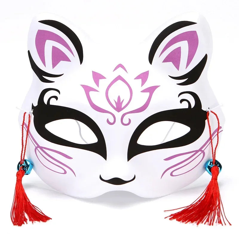 Fox Mask Japanese Cosplay Mask Half Face PVC Kabuki Kitsune Masks Masquerade Anime Cosplay Cat Mask Rave Festivals Party Props