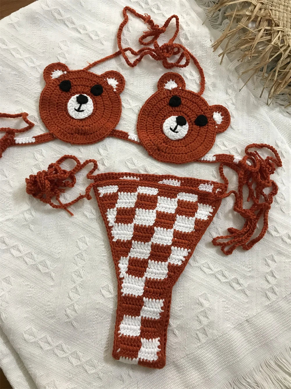 Lady's Custom Crochet Bikini Set 2 Pieces Bathing Suit Sexy Micro Bikinis Handmade Swimsuit Thong Swimwear Women Outfits