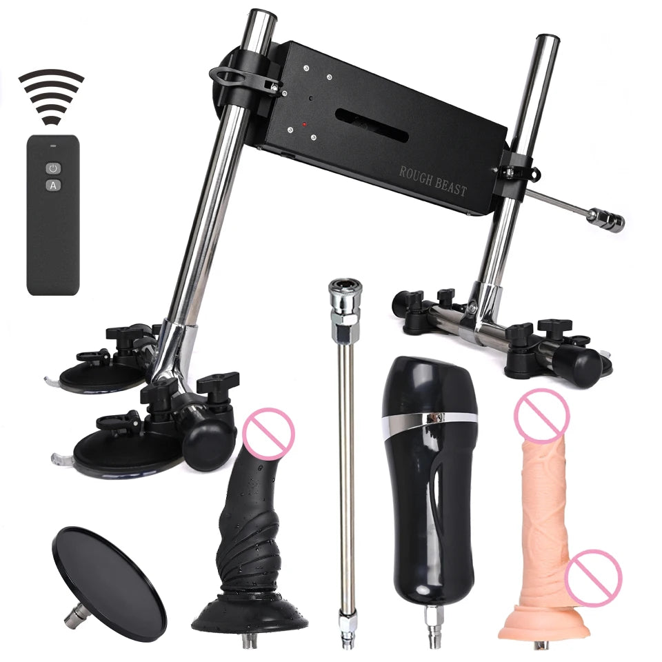 ROUGH BEAST Automatic Sex Machine with Dildo Attachment Wireless 70W Power Masturbation Machine for Women Telescopic Men Sex Toy