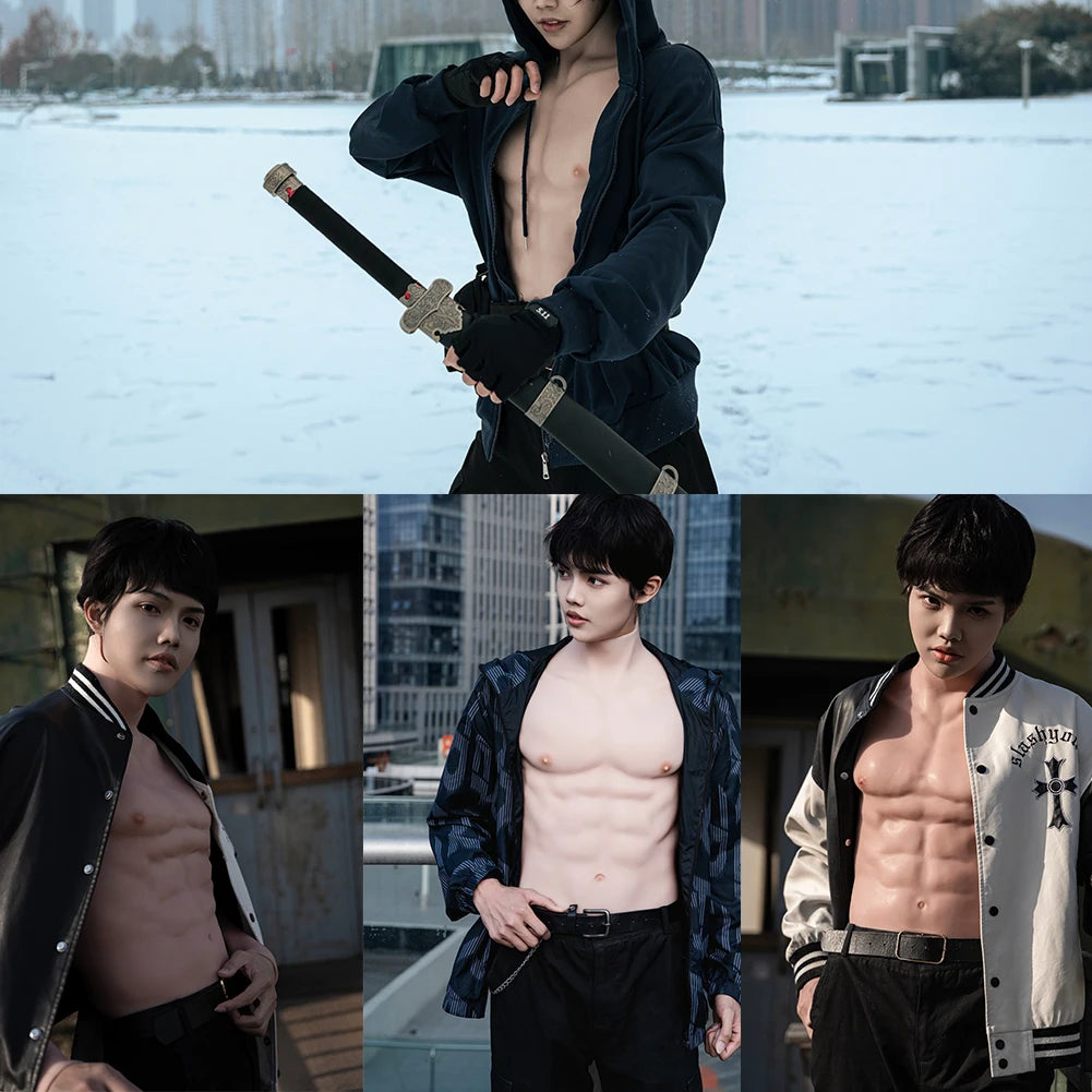 Silicone Muscle Chest Realistic Male Chest Vest Abdominal Muscle Simulation Skin Silicone Soft Movie props Cosplay