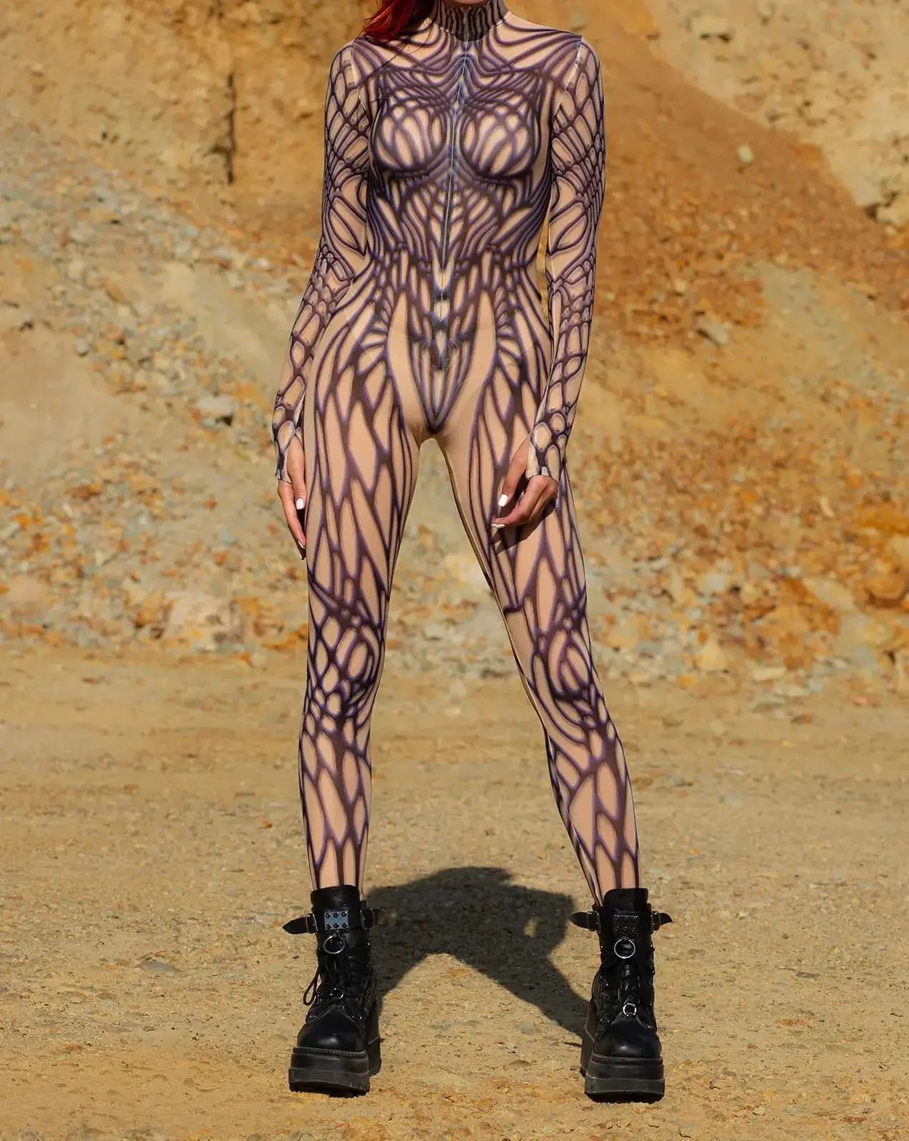 Psychedelic Mesh Cosplay Jumpsuit Catsuit Mesh Zentai Suit Rave Unique Suits Burning Man Festival Women Halloween Party Bodysuit