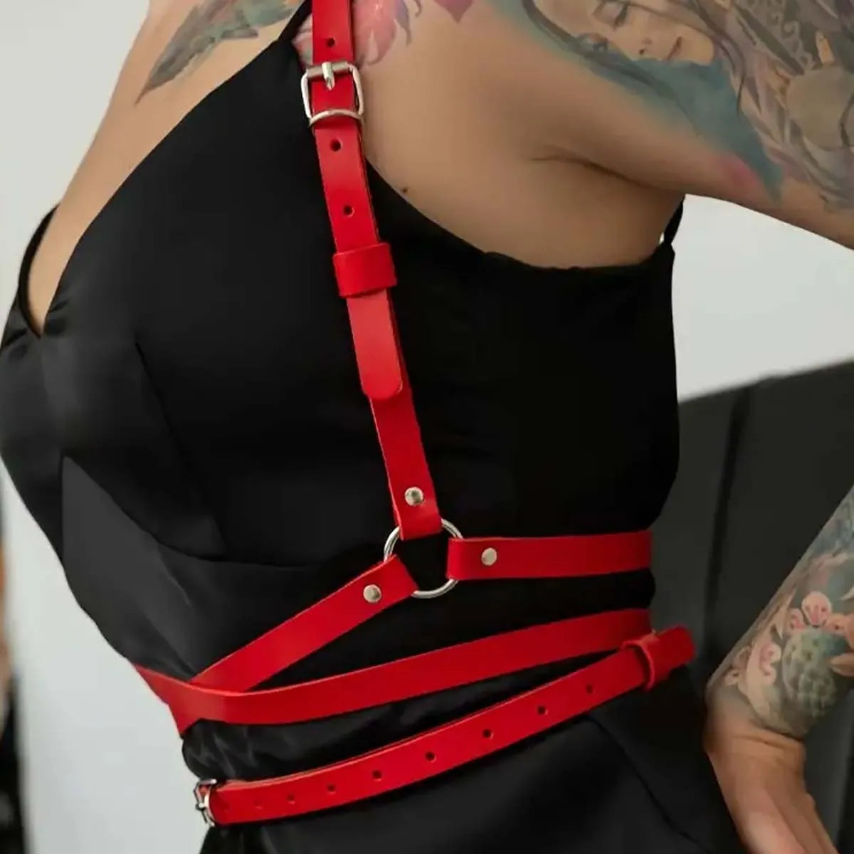 Fashion Leather Harness Waist Belt Harness Belt Suspender for Women Body Harness Gothic Fetish Clothing Festival Rave Outfit