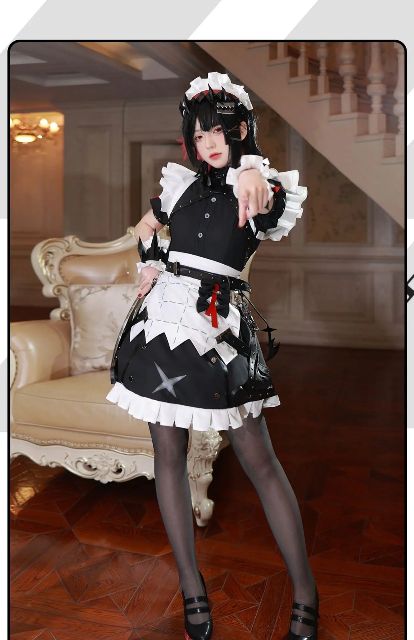 Ellen Joe Cosplay Costume Game Zenless Zone Zero Maid Dress Ellen Joe Cosplay Tail Wig Full Set Suit Halloween Party Outfit