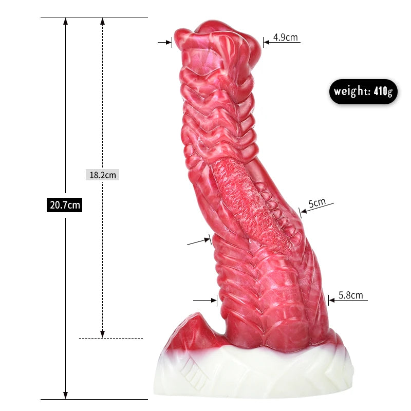 ASHBURN Fantasy Curve Scales ALIEN Dildo With Suction Cup S-M-L 10IN ALIEN Penis
