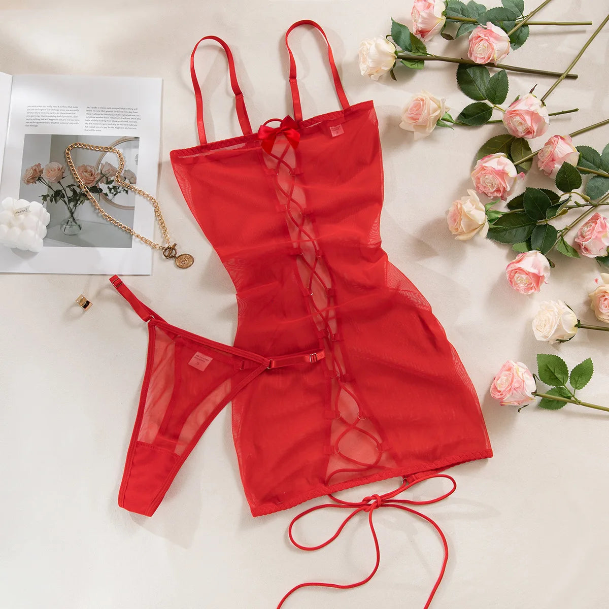 Toucheart Sexy Adult Baby Dolls Ladies Backless Cross Bandage Erotic Hot Sexy Clothes Transparent Sex Doll Night Dress Women New