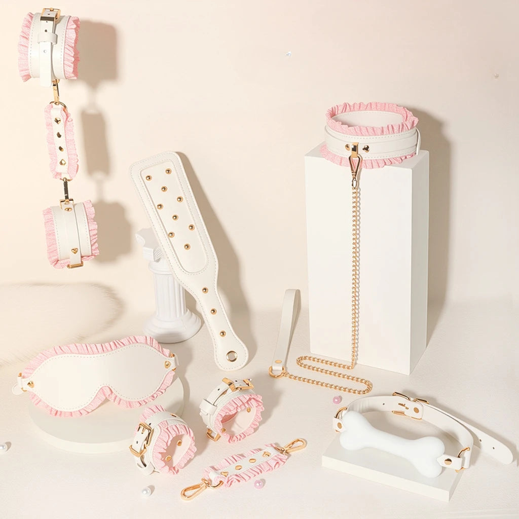 SM Fetish BDSM Bondage Erotic Toy Restraint Set Sex Toys For Women Handcuffs Collar Gag Eye Mask Hand Slap Couples Sex Tools