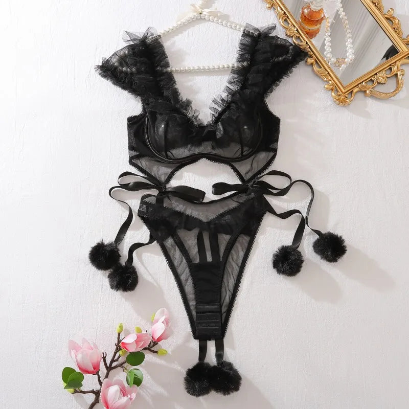 Sexy Adult Lingeries Hot Bodysuit See Through Baby Dolls Ladies Ruffled Sissy Lingerie To Catch Daring Adult Costume