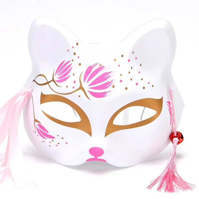 Fox Mask Japanese Cosplay Mask Half Face PVC Kabuki Kitsune Masks Masquerade Anime Cosplay Cat Mask Rave Festivals Party Props