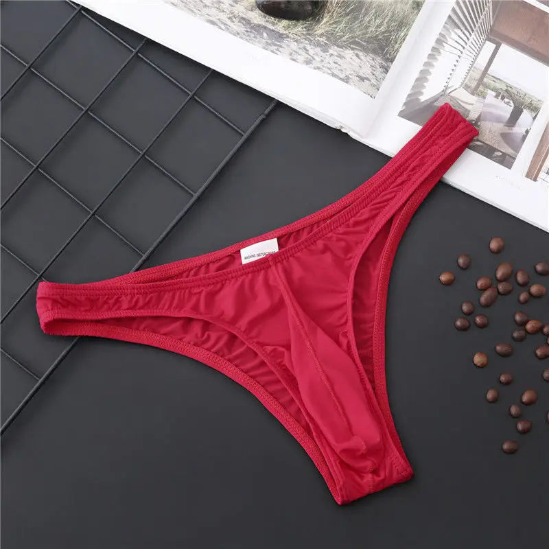 New Hot Mens G Strings Thongs Men Silky Penis Mix-Colors Bikini Pouch Panties Men Underwear Sexy Briefs T-back Ultra-thin Solid
