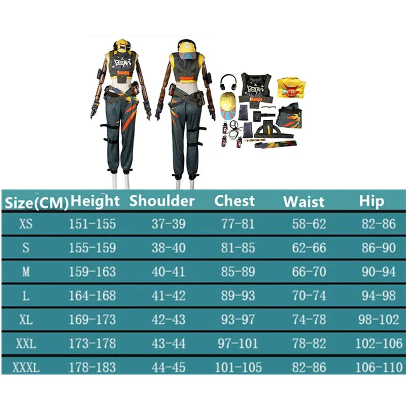 VALORANT Disguise Raze Cosplay Costume Adult Hat Shirt Pants Headgear Vest Outfits Halloween Carnival Party Game Roleplay Suit