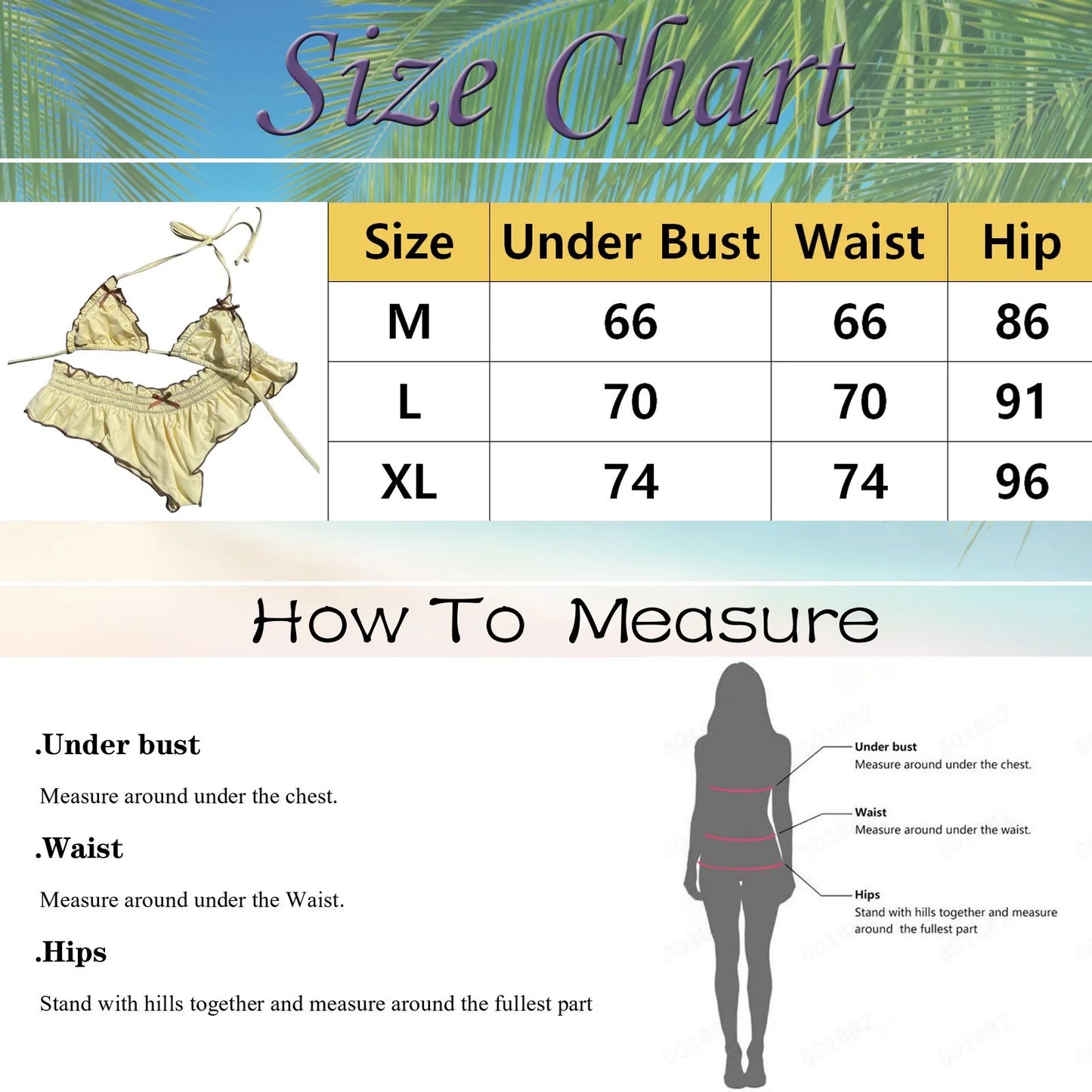 Girls' Yellow Bikini Swimsuit With Bow And Wooden Bead Detail Cute Beachwear For Kids Women High Cut Bandage Push Up Swimsuit